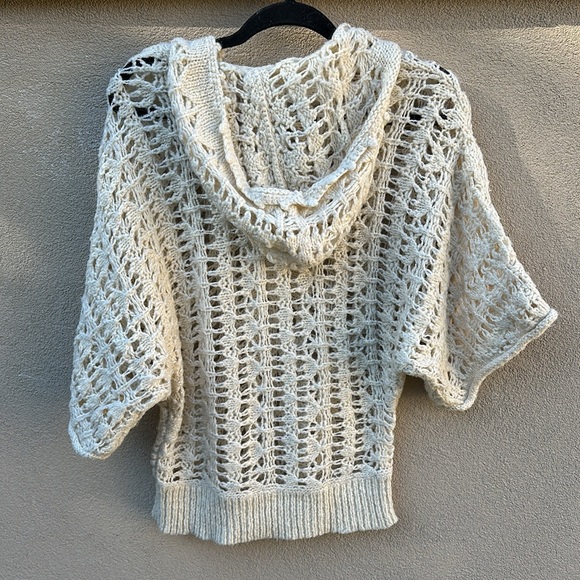 Free People 🔥 Hooded Knitted Sweater Button Up Chest Crew Neck Boho Sz S - Picture 8 of 11